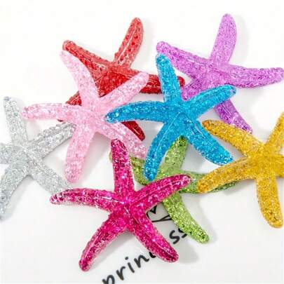 30 pezzi Decorazioni a forma di stella marina in resina colorata da 4 cm, cabochon a cupola in miniatura con retro piatto per bricolage, decorazioni per vacanze, pareti e feste, decorazioni per casa, stanza e accessori per acquario, colori casuali
