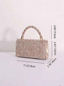 闪闪发光，闪亮迷人，优雅，精致时尚精致手拿包（手持），适用于晚会晚宴包，适合派对女孩、女士的晚宴包，适合女性参加派对、婚礼、舞会、晚餐/宴会，是送给女性的最佳礼物，迷人的水钻包 - 香檳色 - 查看 2