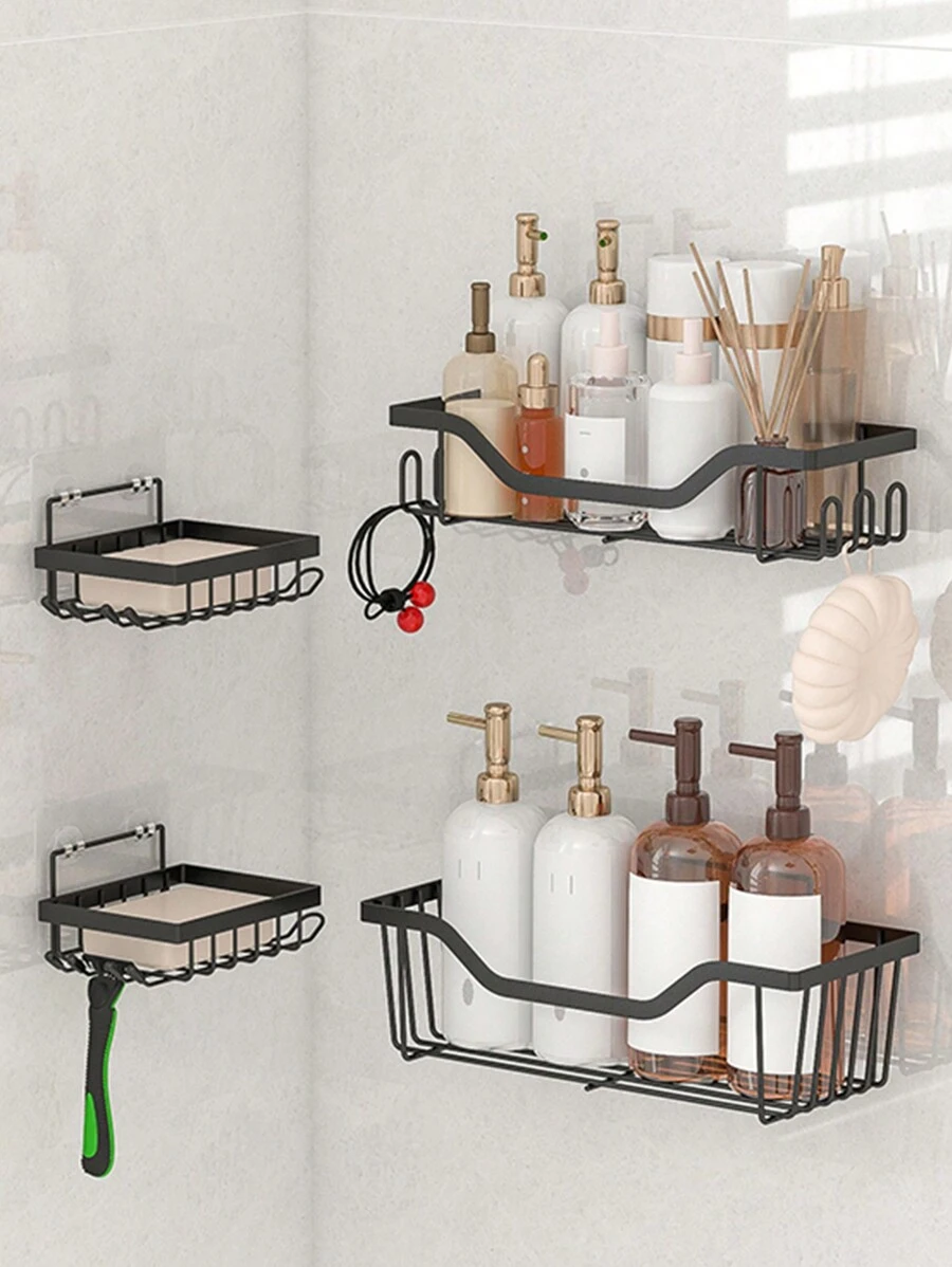 1 件壁挂式浴室置物架、淋浴架、免钻三角收纳架，适用于浴室厨房、浴室配件 - 彩色 - 查看 1