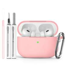 Schutzhüllen-Set kompatibel mit AirPods, inklusive farblich abgestimmtem Schlüsselband & Reinigungsbürste, weiche Silikonhülle geeignet für Männer & Frauen