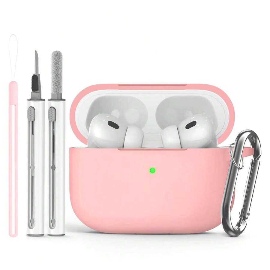Schutzhüllen-Set kompatibel mit AirPods, inklusive farblich abgestimmtem Schlüsselband & Reinigungsbürste, weiche Silikonhülle geeignet für Männer & Frauen
