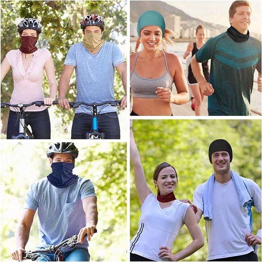 1入頸部圍巾頭帶口罩：太陽降溫冰巾短嘴鱷紋理頭套男女款，適用於拉瓦帽 - 彩色 - 查看 1