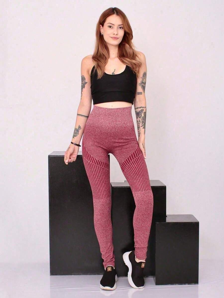 Women Sports Leggings - Màu Đỏ Sâu - Xem 1