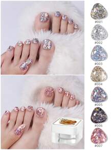 XEIJAYI 1瓶8克粉色水钻闪粉UV凝胶指甲油，闪亮银色闪粉凝胶，夏季流行美甲 - 彩色 - 查看 14