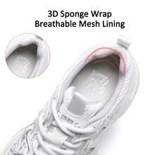 Somiliss Women's Sporty Anti-Slip Breathable Summer Shoes, Silver Front Tie Ultra-Fiber Leather Mesh Running Shoes, Classic And Fashionable 6cm Heel Height Low Vamp Outdoor Walking Shoes - White - View 6