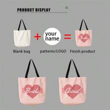 1 件定制帆布袋，独特设计（照片、风景、插图），可折叠，大容量，轻便，时尚，个性化手提包，单肩包，休闲购物袋，开学季购物 - 彩色 - 查看 4