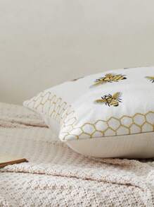 1pc Bee, Leaves And Pumpkin Embroidered Pillowcase For Home Decor, Living Room, Bedroom, All Seasons - Multicolor - View 6