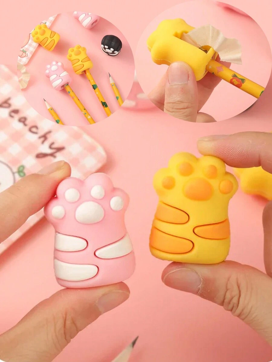 1入貓爪形可愛鉛筆刨花機，適用於標準鉛筆，學生學校辦公室文具必備