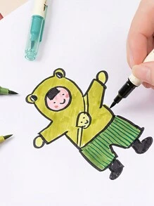 3 Stücke Dual-Seitige Retro Farbmarker Set, fette Bürste & feiner Liner, wasserlösliche Mischfarben Kunst Marker für Schriftzug, Zeichnen, Malen