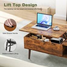 Sweetcrispy 2 Colors Lift Top Coffee Table For Living Room Adjustable Shelf And Storage Compartment Coffee Table - màu nâu - Xem 4