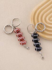 1pc Fashionable Sporty Keychain With Zinc Alloy Rugby Chain And Lobster Clasp, Suitable For Backpack Pendant, Keychain Collecting Accessories - Steel - View 6