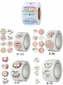 500入/卷 彩虹雷射「謝謝購物」商業裝飾性自黏貼紙標籤 - 彩色 - 查看 12