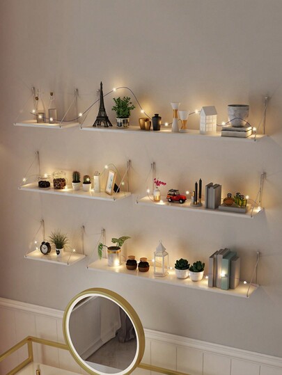 1 Stück wandmontiertes Regal ohne Bohren benötigt, für Schlafzimmer, Wohnzimmer, Küche oder TV Hintergrund, Wohnheim, Mietwohnung, zum Ausstellen von Büchern, Dekorationsgegenständen, Router, Blumenarrangements, Nagelkunst usw. Perfektes Geschenk