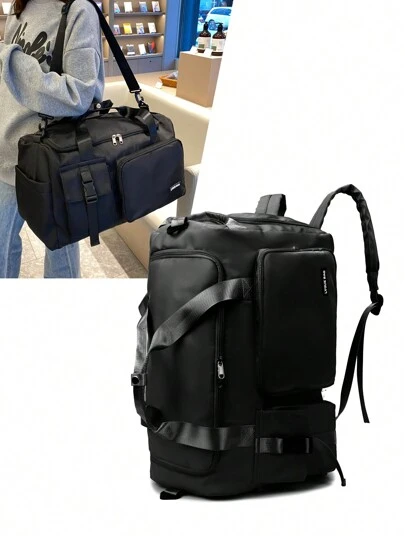 Buqingting 1 st ny högkapacitets multifunktionell flera fickor enfärgat vattentätt tyg kan hängas på bagageutrymmet med justerbar axelremsdesign och dragkedja baktill för damers bagageväska lämplig för semester, semester, resor, träningspassande svart tillbaka till skolmaterialväska för skolan skoltillbehör skolsaker