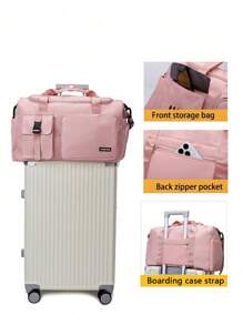 Buqingting 1 件新款大容量多功能多个口袋纯色防水面料可挂在行李隔层上，配有可调节肩带设计和拉链背面，适用于女士行李包，适合度假，适合旅行，适合锻炼，适合灰色和粉红色旅行包，适合手提箱，过夜包，健身包，行李袋，周末包，行李袋，随身携带包，大学包，行李袋，周末包，医院包，冬季 - 灰色 - 查看 10