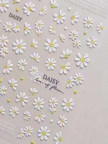 清新可愛的雛菊3D美甲貼紙，帶格紋圖案，浪漫春天甲片貼紙 - 彩色 - 查看 5