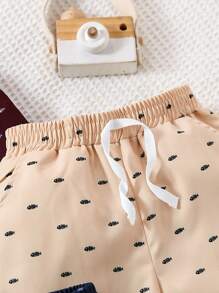 3pcs Young Boys' Casual Herringbone Print Shorts, Suitable For Summer Outdoor, School, Daily, Casual, Vacation, And Gathering