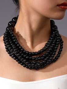 1只波西米亞風格多層珠子項鍊,手工木珠造型項鍊,短項鍊,適用於女性 - 彩色 - 查看 14