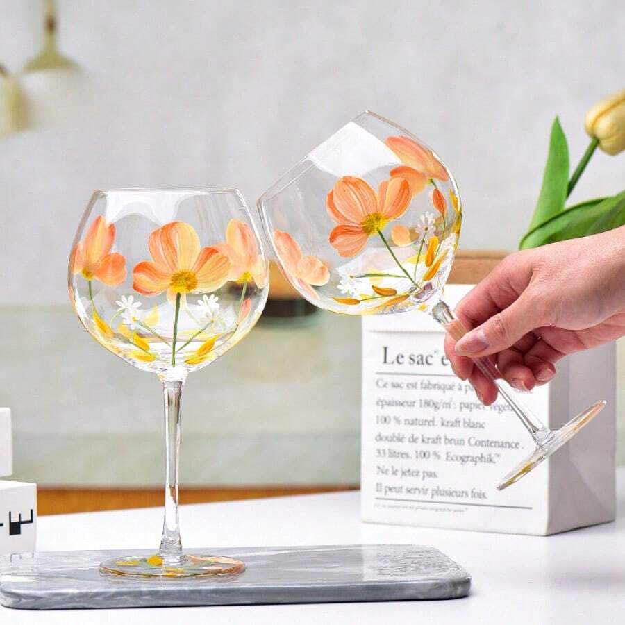 Hand-Painted Glass Wine Glass, Colorful Goblet For Wine Tasting And Home Use - 640ml/21.64oz - View 1