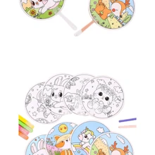 A Set Of Handmade Graffiti Fans Plus Random Watercolor Pens Creative DIY Painting Small Fans Cartoon Blank Round Fan Educational Toys Suitable For Entertainment Gifts - Multicolor - View 11