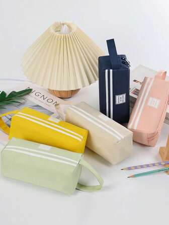 1 件/3 件简约大容量双层牛津布铅笔盒便携式文具袋适合学生，返校必备品，感恩节、圣诞节、生日万圣节装饰创意礼物返校