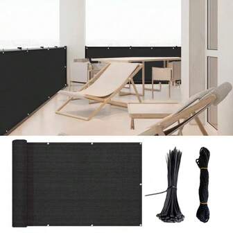 Balcony Privacy Screen Fence Windscreen Cover Fabric Shade Netting Mesh Cloth With Grommets UV Protection For Patio, Backyard, Porch, Railing Shield 90%