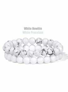 YAUKIA 2Pcs/Set Natural Stone Crystal Bracelets For Women,Bracelet Sets,8mm Agates Beads Turquois, Stretch Jewelry,Healing,Money,Ideal For Daily Wear - Multicolor - View 21