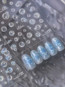 高品質閃光果凍美甲貼紙，夢幻泡泡可愛夏季DIY指甲貼花裝飾 - 彩色 - 查看 3