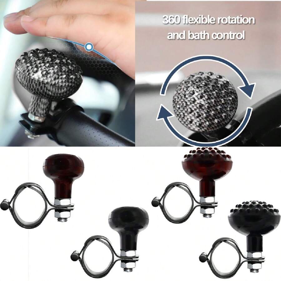 1pc Car Steering Wheel Booster Adjustable Steering Universal Booster Ball To Relieve Your Driving Pressure - Black - View 1