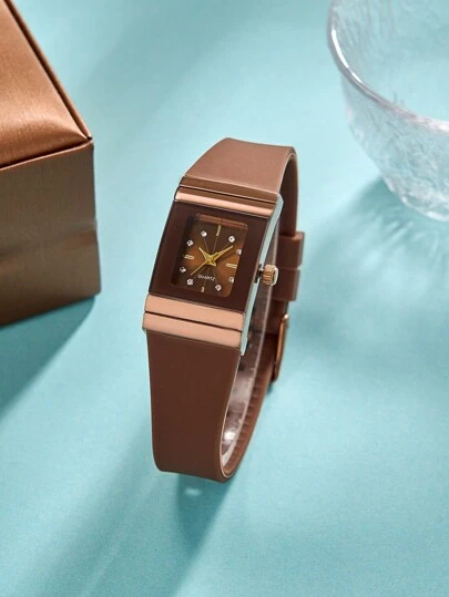 1 件女士硅胶表带石英表，配个性化硅胶表带，适合日常装饰