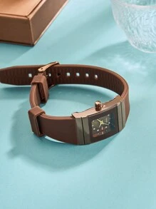 1 Đồng hồ thạch anh dây silicon dành cho nữ, & Dây đeo silicon cá nhân hóa, Thích hợp để trang trí hàng ngày - Cà phê nâu - Xem 4