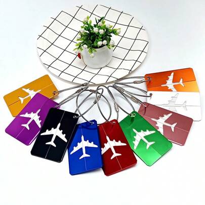 Aluminum Alloy Travel Luggage Tag Hanging Tag Suitcase Tag Plane With Name ID Cards Anti-Lost Solid Color Travel Accessories For Women Or Men For Student Name ID Labels With Privacy Cover For Suitcases, Boarding Tag Portable Label Travel Stuff School Stuff For Flight For Women For Girls For Student Gift For Travel Back School Gifts Bag For School School Accessories