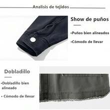 Chamarra Trucker Chaqueta De Trabajo Delgada Para Hombre - Negro - Ver 6