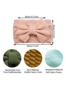 12 Pcs Baby Headbands For Girls Baby Bow Headbands Wide Nylon Headbands New Material Waffle Fabric Hair Bows 4.5 Inch, One Size Fits All Headbands For Babies Toddlers Kids