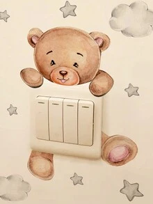 1入組卡通熊、長頸鹿、星星、大象、雲朵開關貼紙，適用於臥室客廳裝飾、廚房、廚具、食品、烹飪、露營、度假、海灘、房間裝飾、收納、派對和旅行。 - 彩色 - 查看 2