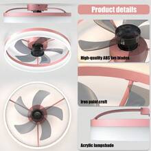 Ceiling Fans With Lights Dimmable LED Embedded Installation Of Thin Modern Ceiling Fans(Pink)