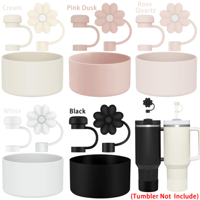 3 Pcs Accessories For  Cup 20-40oz,2 Straw Covers,1 Boot Included, SIlicone Straw Cover Caps Topper,Reusable Straws Caps,(Tumbler Not Include)