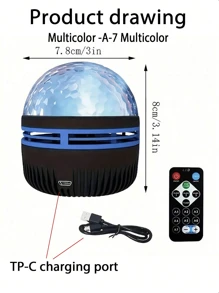 1pc Galaxy Projector, Bedroom Nightlight Projector, Adult Game Room, Home Theater, Ceiling, Room Decoration, Valentine's Day Gift Camping Wedding Decoration, 7-Color Pattern And Remote Control, USb Power Supply, New Year Gift/Wedding Game/Valentine's Day Gift, Some Parts Sent Randomly