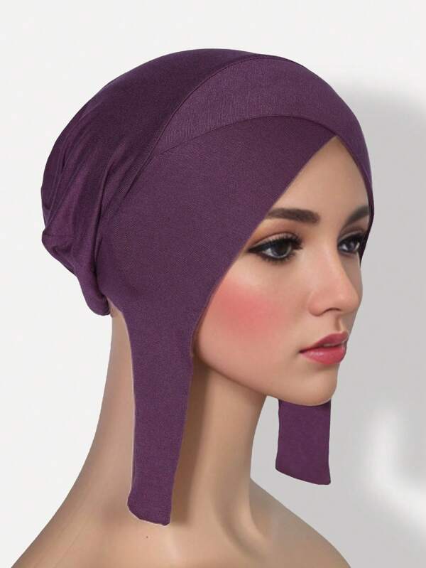 1pc Plain/Colorful Muslim Women's Original Design Turban, Four Seasons Crossed Bonnet