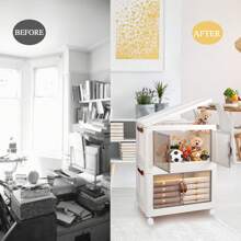 26.5 Gal Storage Bins With Lids, Folding Storage Box With Doors And Wheels, Collapsible Plastic Storage Bins For Closets, Stackable Storage Organizer, Storage Containers For Closet (3 Pack) - Beige - View 9