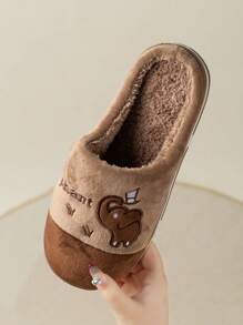 Mini (achetez une taille au-dessus) Mignonnes pantoufles en tricot moelleux avec imprimé éléphant pour hommes, pantoufles thermiques doublées chaudes et antidérapantes pour femme en couple