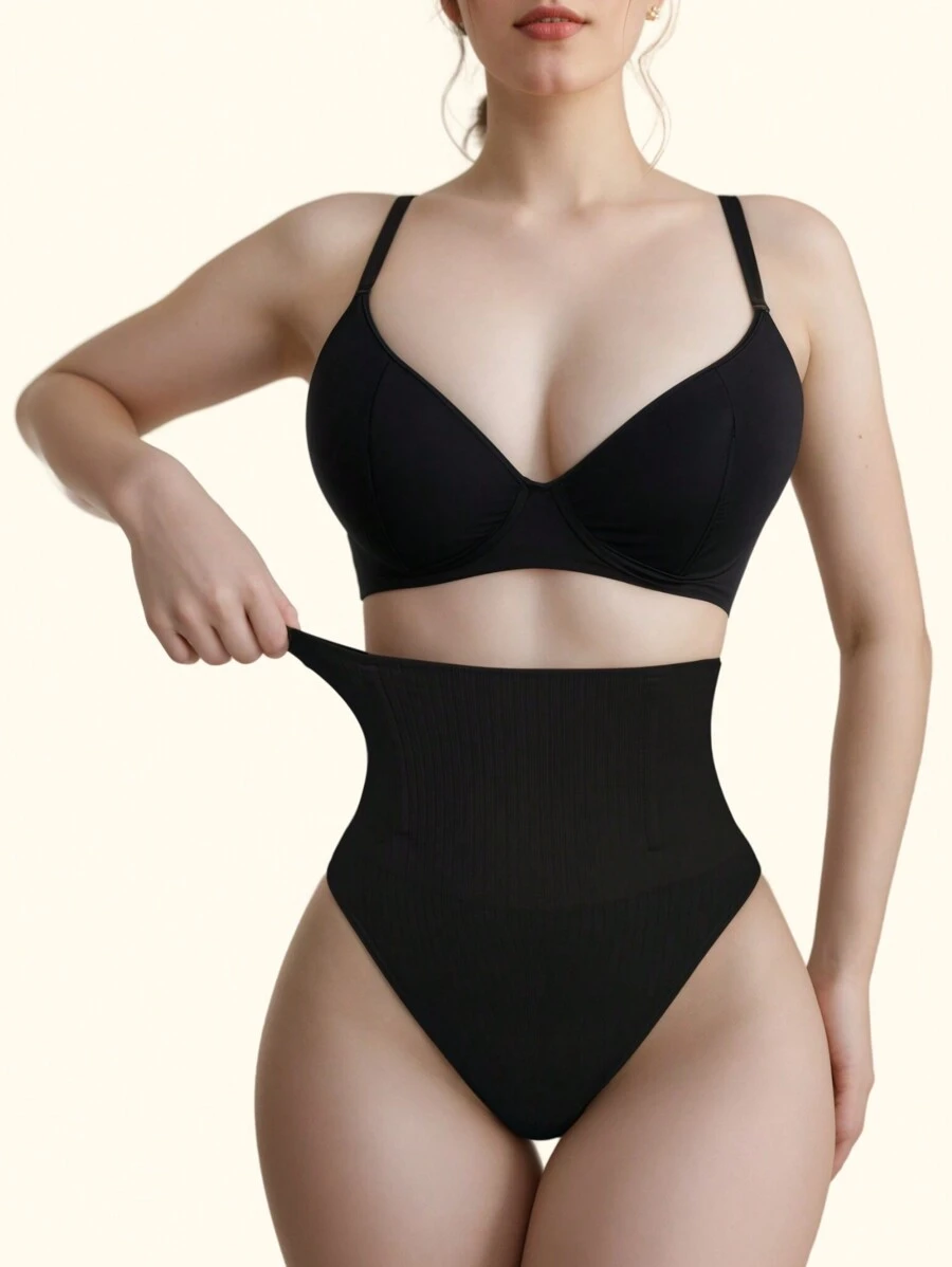 Women's Tummy Control Briefs, Comfortable Fabric, Steel Boned Support, Anti-Curling - Black - View 1