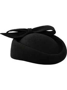 HIMESPORT Sombreros de lana de camello con fascinadores para mujeres, bodas, cócteles, sombreros de vestir de fiesta de té estilo pillbox, fedora y Derby - Camel - Ver 3