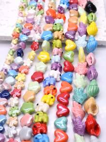 10Pcs A Bag Ceramic Beads Heat Flower Shells Starfish Elephant Shape For Jewelry Making DIY Accessories Valentines