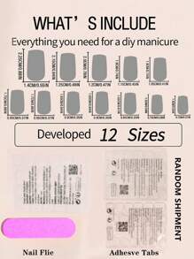 24 Pieces Short Square Glossy Solid Color Nails, Including 1 Piece Of Jelly Glue And 1 Piece Of Nail File Press On Nails Nail Supplies - White - View 6