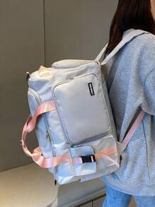Buqingting 1 件新款大容量多功能多个口袋纯色防水面料可挂在行李隔层上，配有可调节肩带设计和拉链背面，适用于女士行李包，适合度假，适合旅行，适合锻炼，适合灰色和粉红色旅行包，适合手提箱，过夜包，健身包，行李袋，周末包，行李袋，随身携带包，大学包，行李袋，周末包，医院包，冬季 - 灰色 - 查看 7