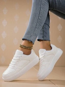 Sneaker estivi casual da donna per attività sportive all'aperto, scarpe da skate bianche leggere e traspiranti - Bianco - Visualizzare 1