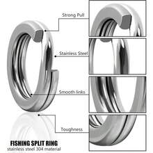 200pcs Heavy Duty Stainless Steel Fishing Split Rings - High Strength Double Flat Wire Snap Ring For Lure Connector - White - View 6