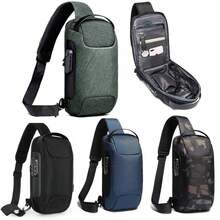 帶充電線的男士商務硬殼胸包，可充電USB端口，適用於室外騎行、通勤、日常使用的單肩包、郵差包、旅行、通勤、側背包、度假必備、輕便手提包、捆背包 - 迷彩色 - 查看 7
