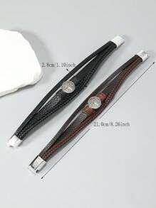 1pc Simple Punk Rock Style Tree Of Life Leather Bracelet For Men - Bracelet - View 4